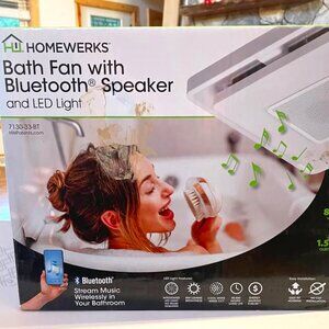 Homewerks 1.5-Sone 80-CFM White Decorative Lighted Bluetooth FAN